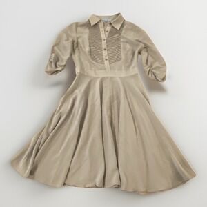 Antonio Melani Fit And Flare Sheer Pinstripe Dress Gray Women's Size 4 Classic